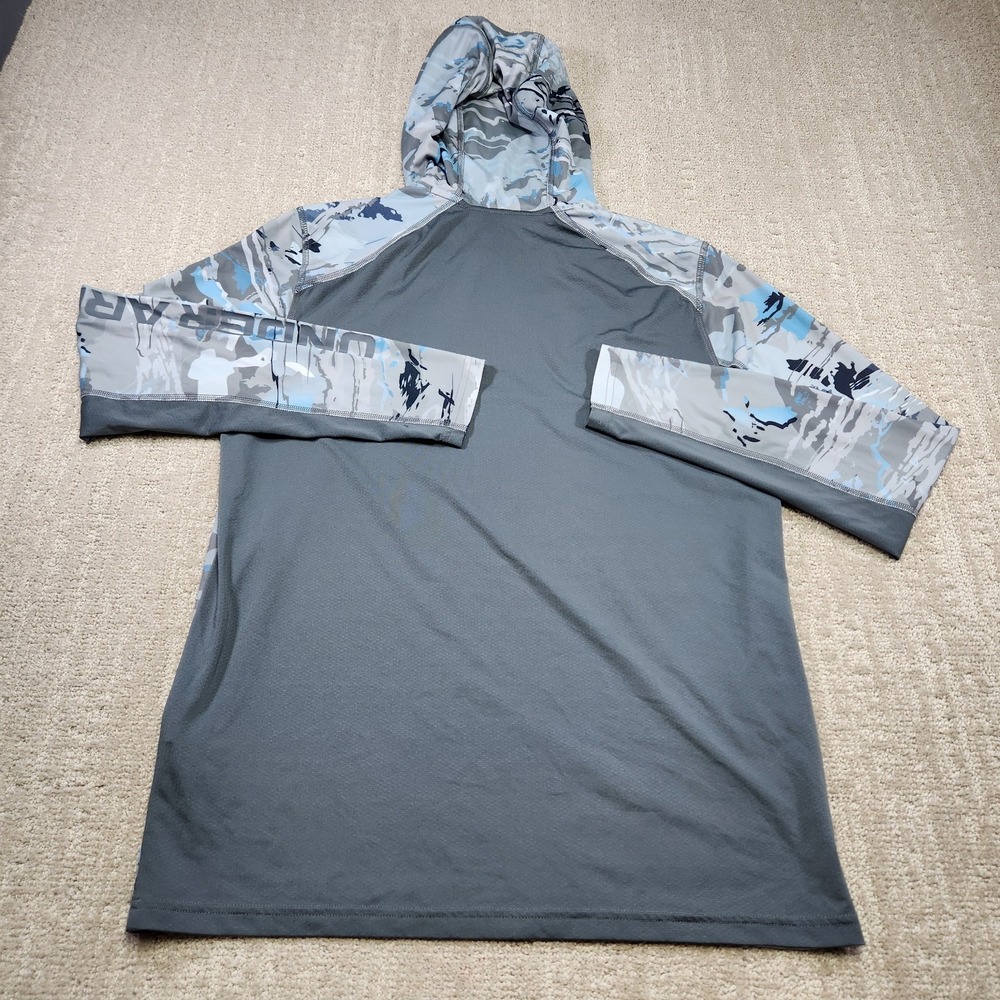 Under Armour Hoodie Men Medium Lightweight Iso Chill Shorebreak Camo Fishing UPF - Picture 8 of 10